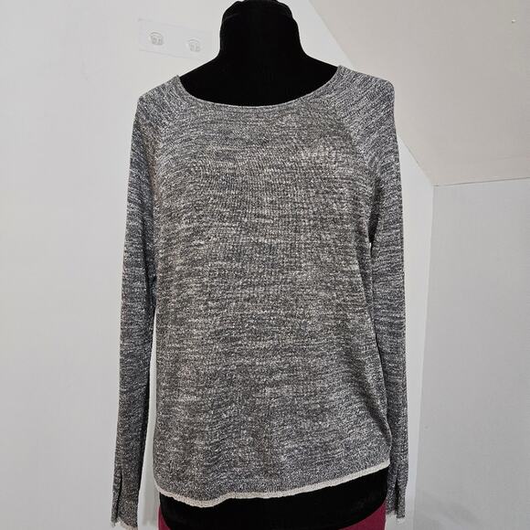 Joie Silver Metallic Raglan Sleeve Lightweight Pullover Boat Neck Knit Top - Picture 11 of 11